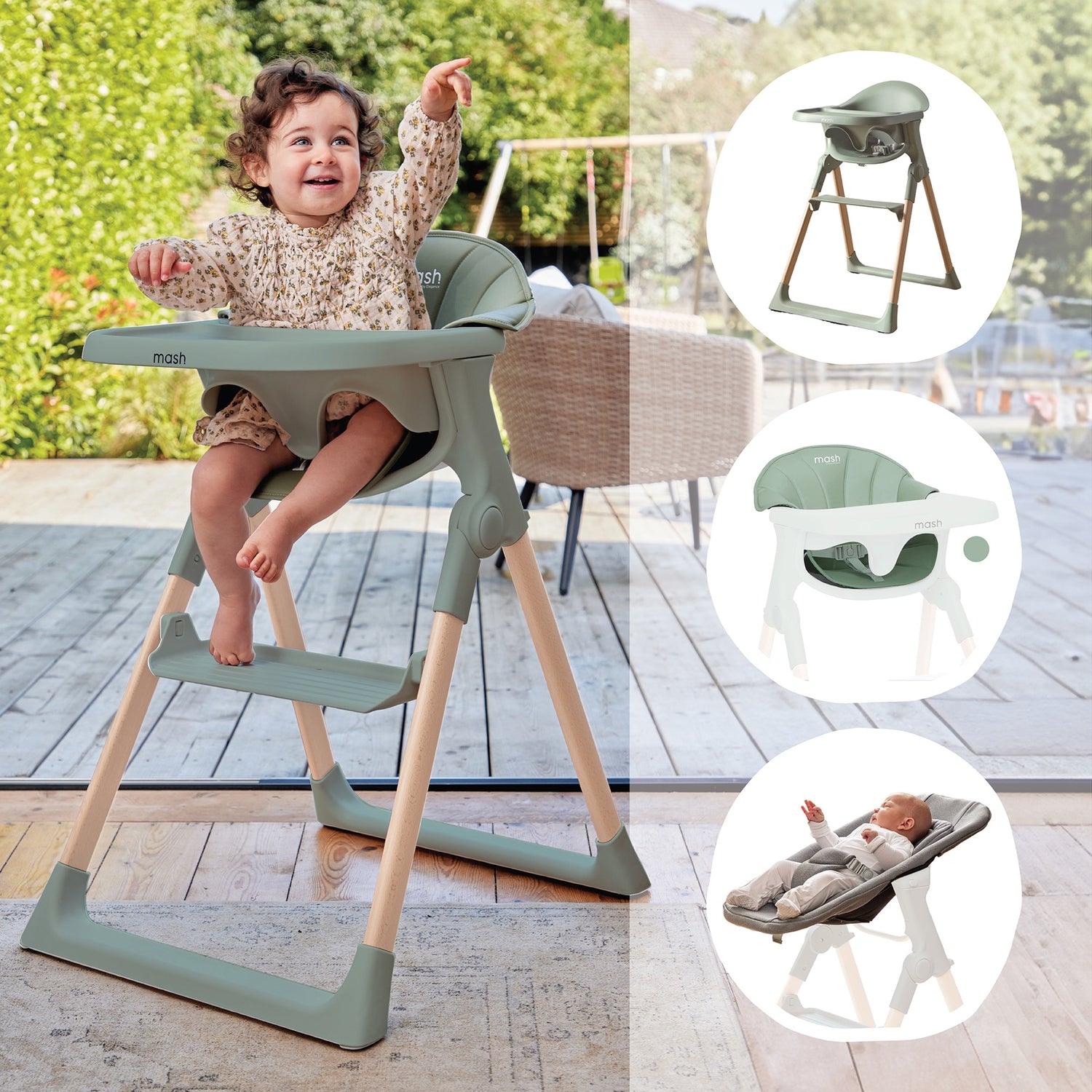 Baby Elegance Mash Highchair Bundle - Sage - Image 3