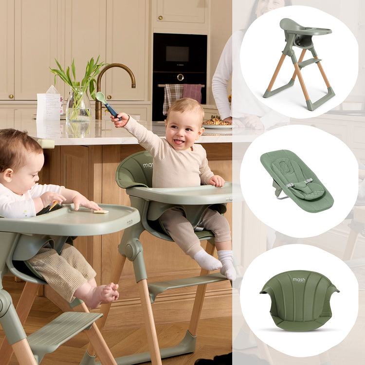 Baby Elegance Mash Highchair Bundle - Sage - Image 2