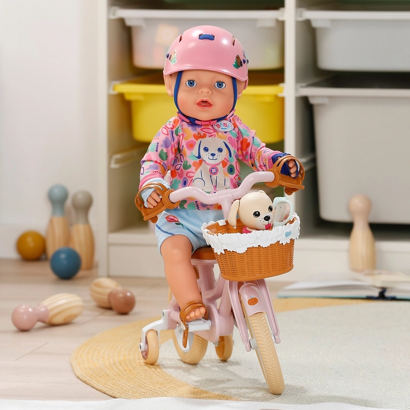 Baby Doll Bicycle with Basket and Puppy Set - Image 2