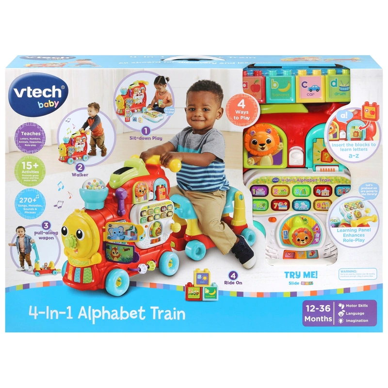 VTech Baby 4-in-1 Alphabet Train Ride On Red - Image 8